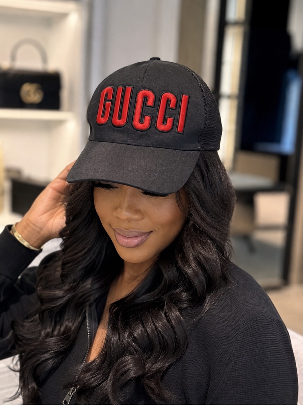 Gucci Logo Black Baseball Cap- SIZE SMALL, GOOD CONDITION